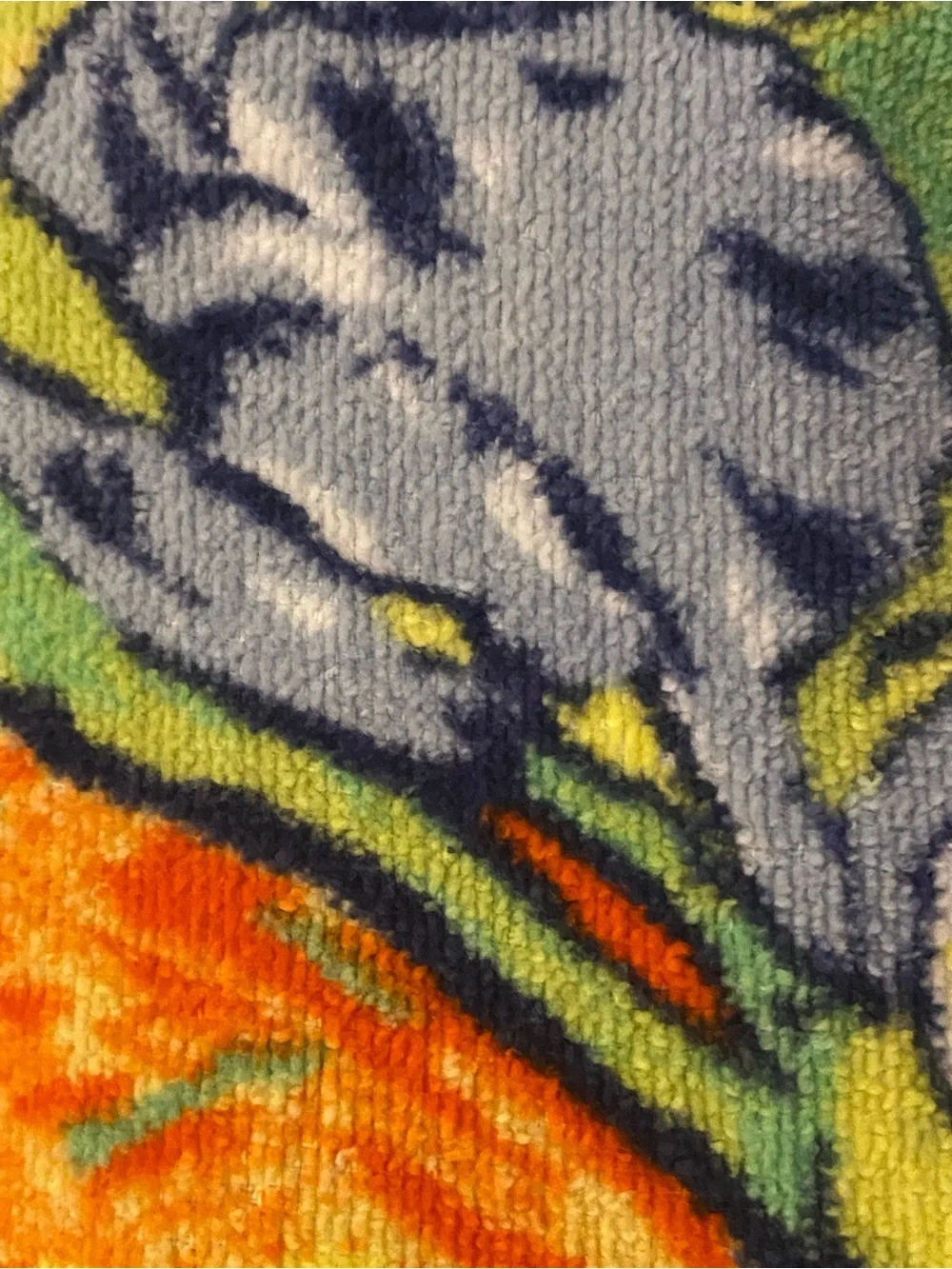 Vintage 1990 Hilasal Van Gogh Iris Design Art Beach Towel 31” x 56” Bold Orange